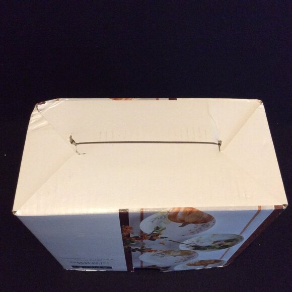 Linden Street Harvest Pumpkin 4 Salad Plates Used in Original Box Thanksgiving - Picture 15 of 15